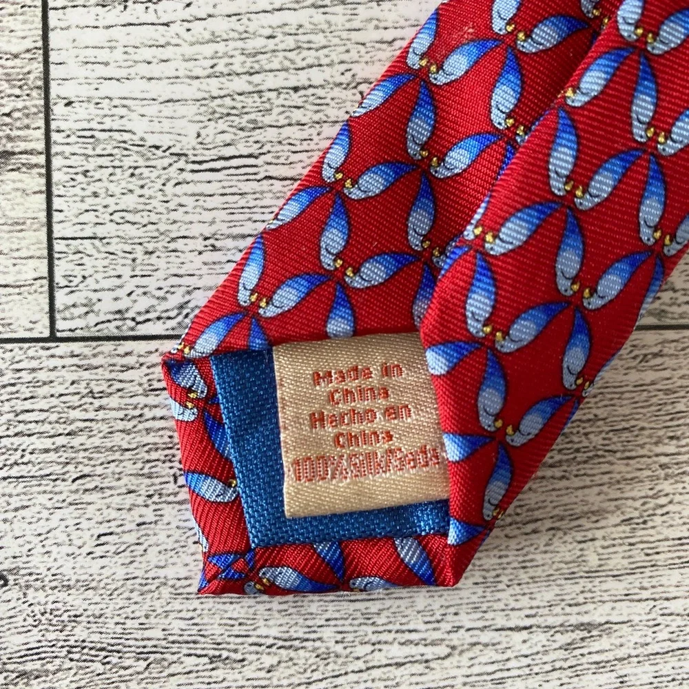 Tommy Bahama Mens Tie Parrot Red Blue Necktie 100% Silk 60